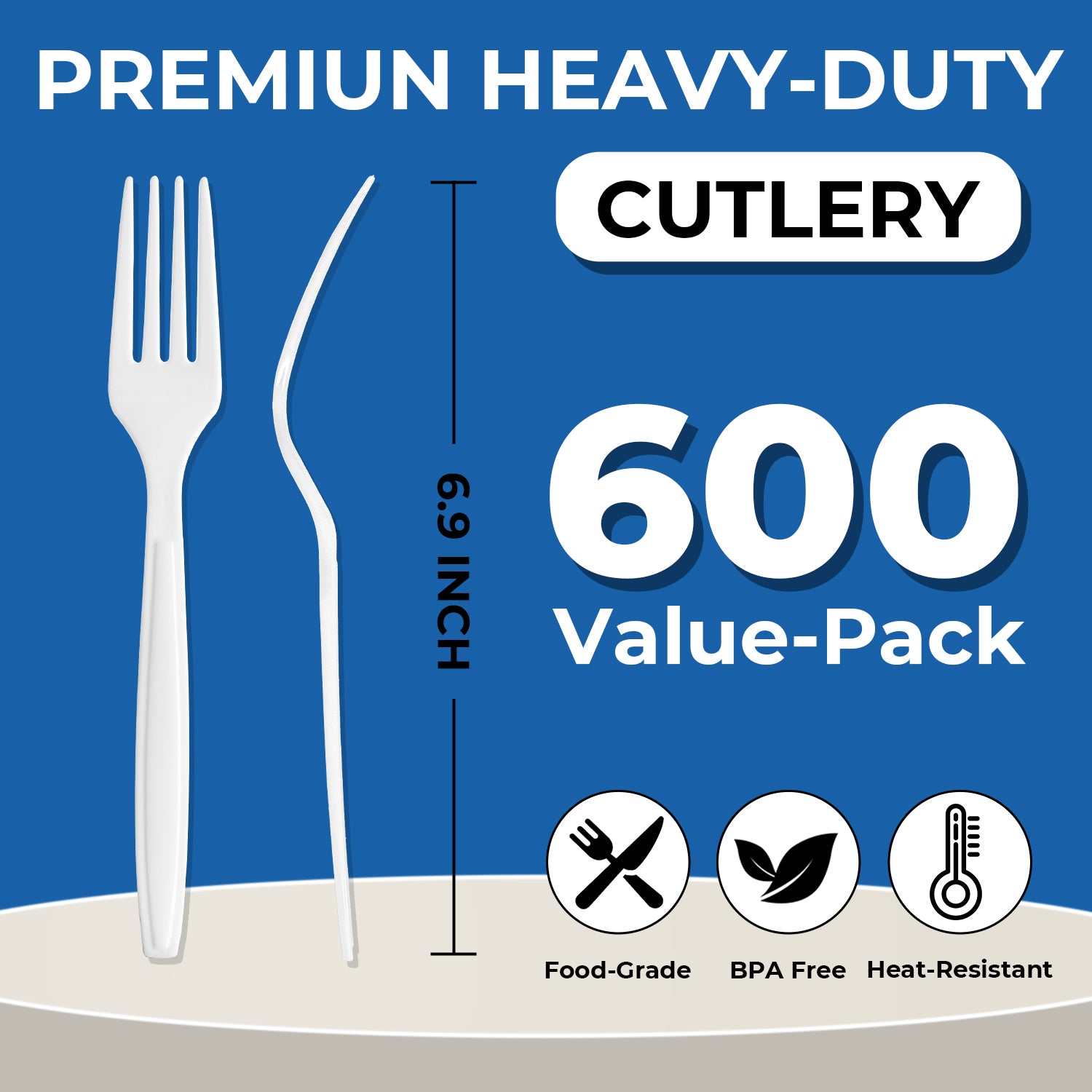 Heavy Weight White PS Plastic Forks  - 600/Case