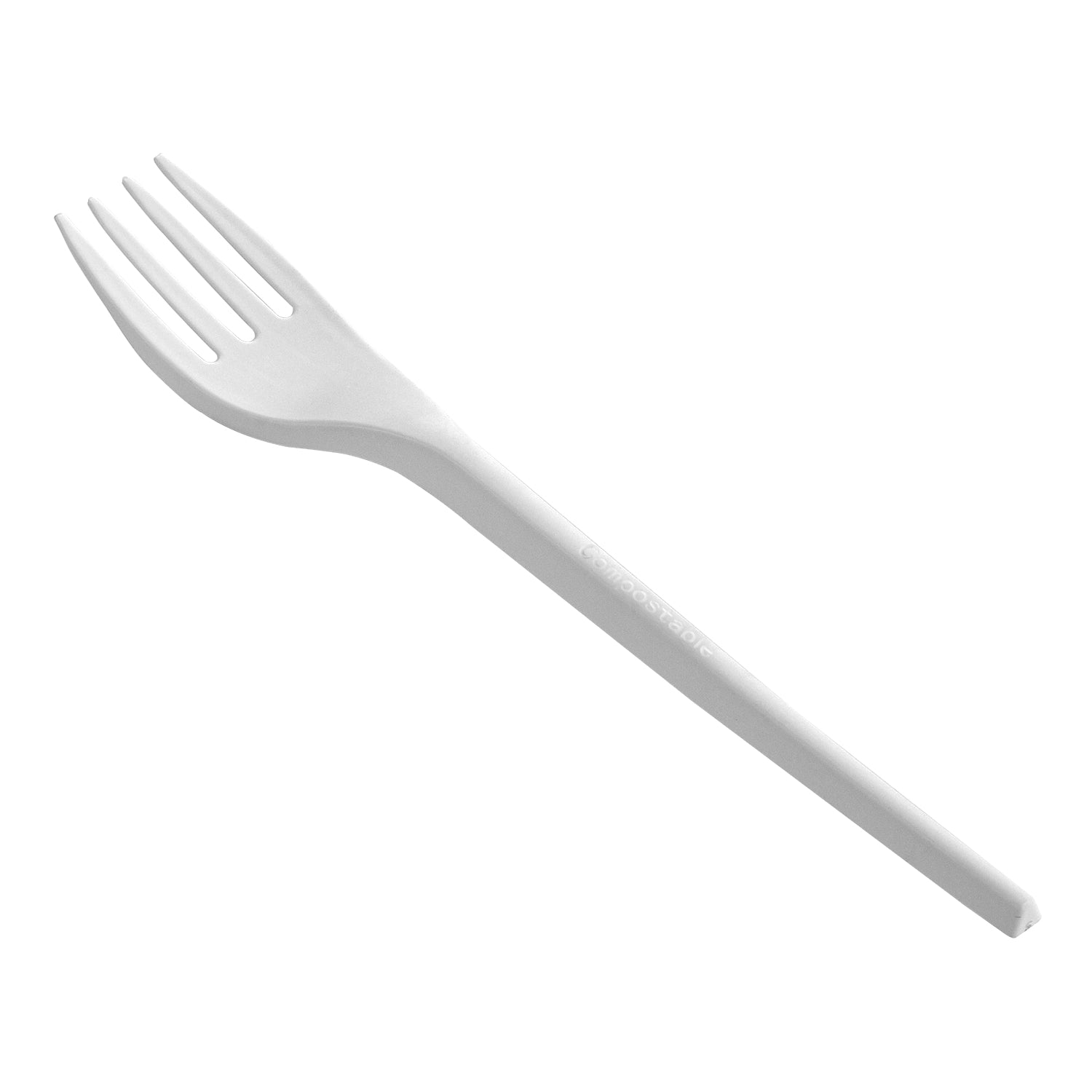 Medium Weight White Compostable PLA  Fork - 1,000/Case