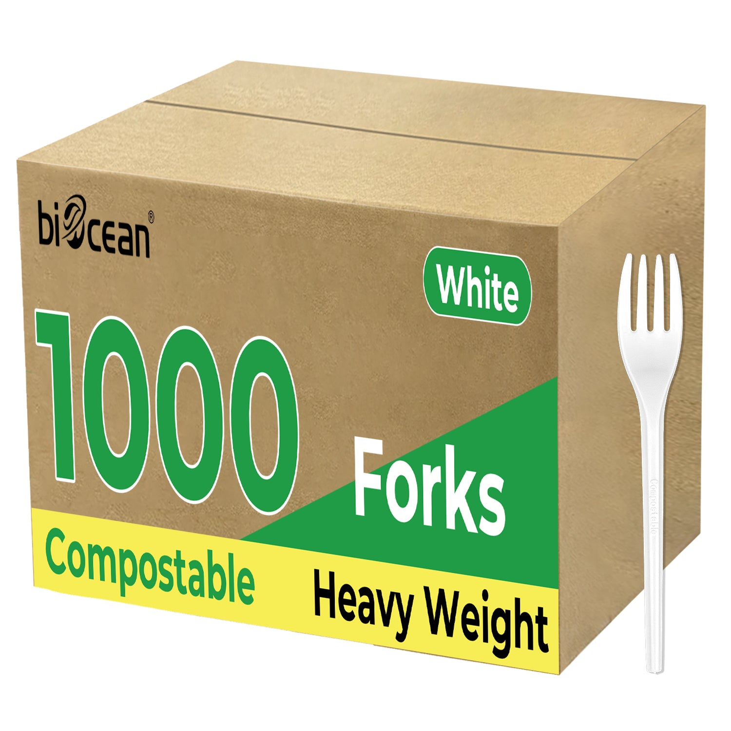 Medium Weight White Compostable PLA  Fork - 1,000/Case