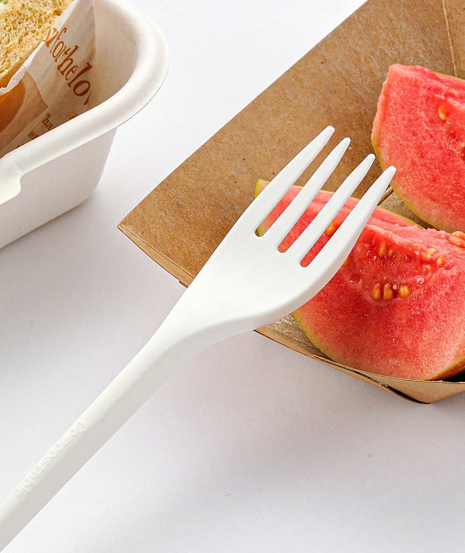 Medium Weight White Compostable PLA  Fork - 1,000/Case