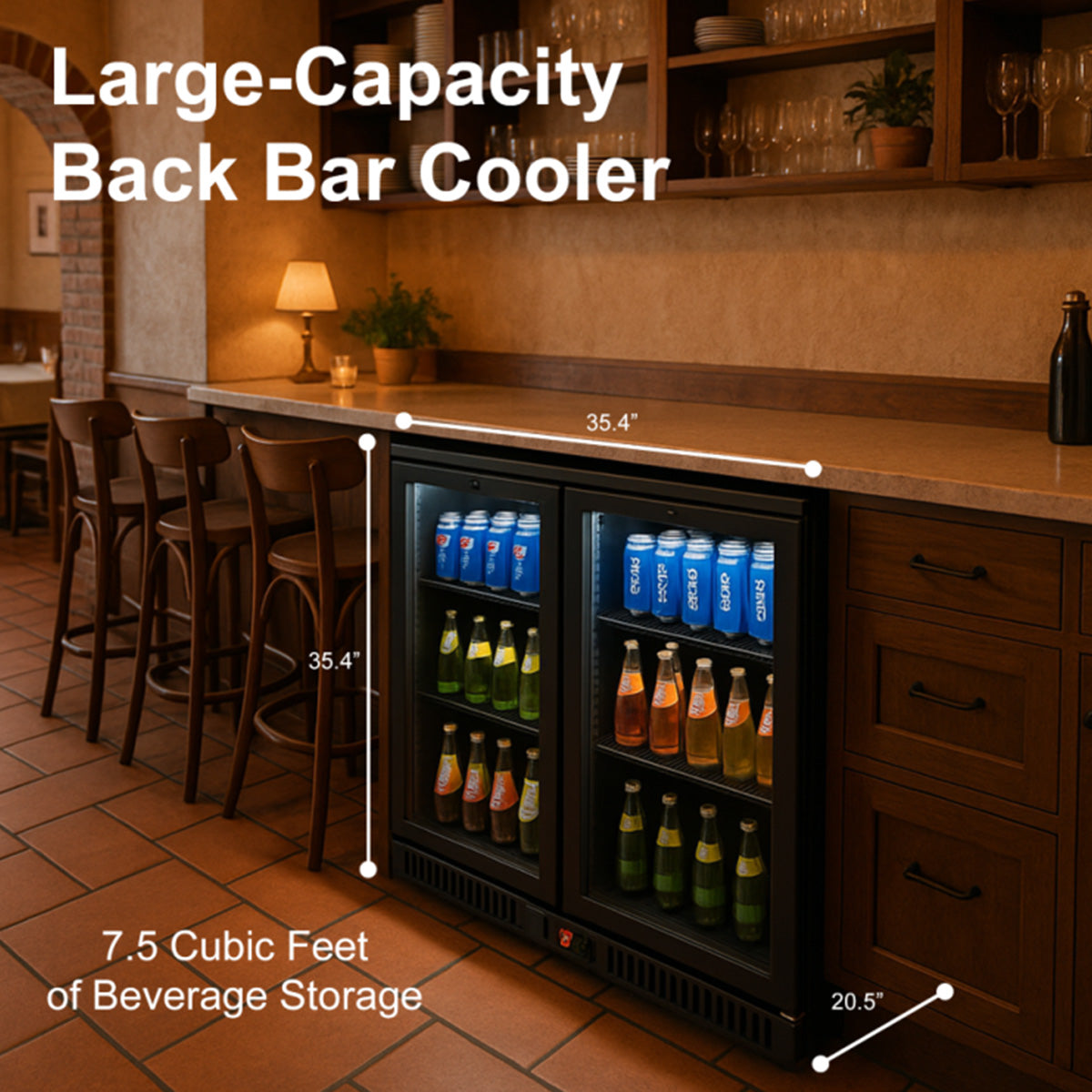 Vitlife Commercial VBBD-238H 35" Back Bar Cooler, 7.5 Cu Ft