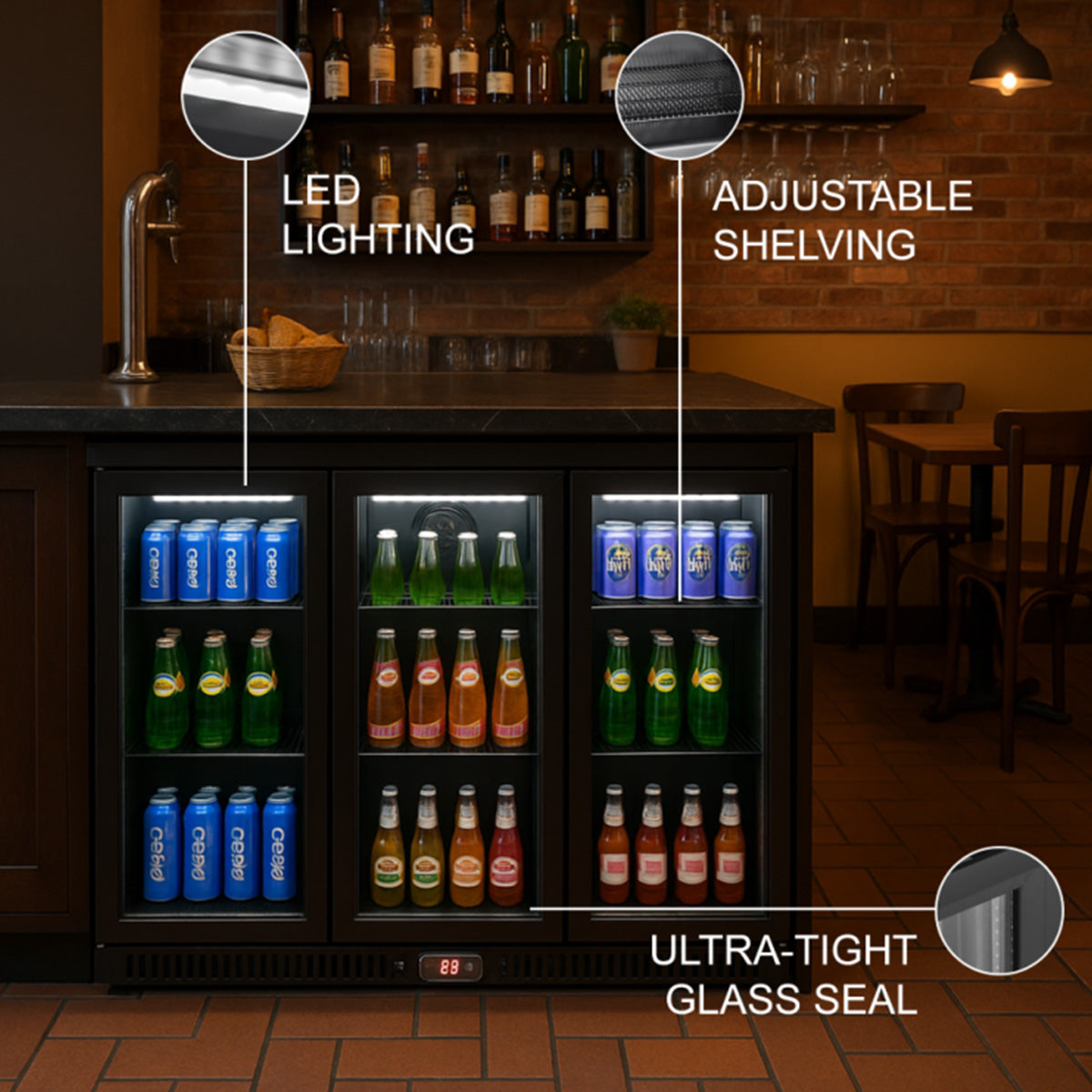 Vitlife Commercial VBBT-338H 53" Back Bar Cooler, 11.6 Cu Ft, Swing Doors