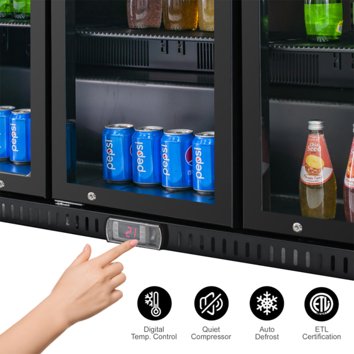 Vitlife Commercial VBBT-338H 53" Back Bar Cooler, 11.6 Cu Ft, Swing Doors