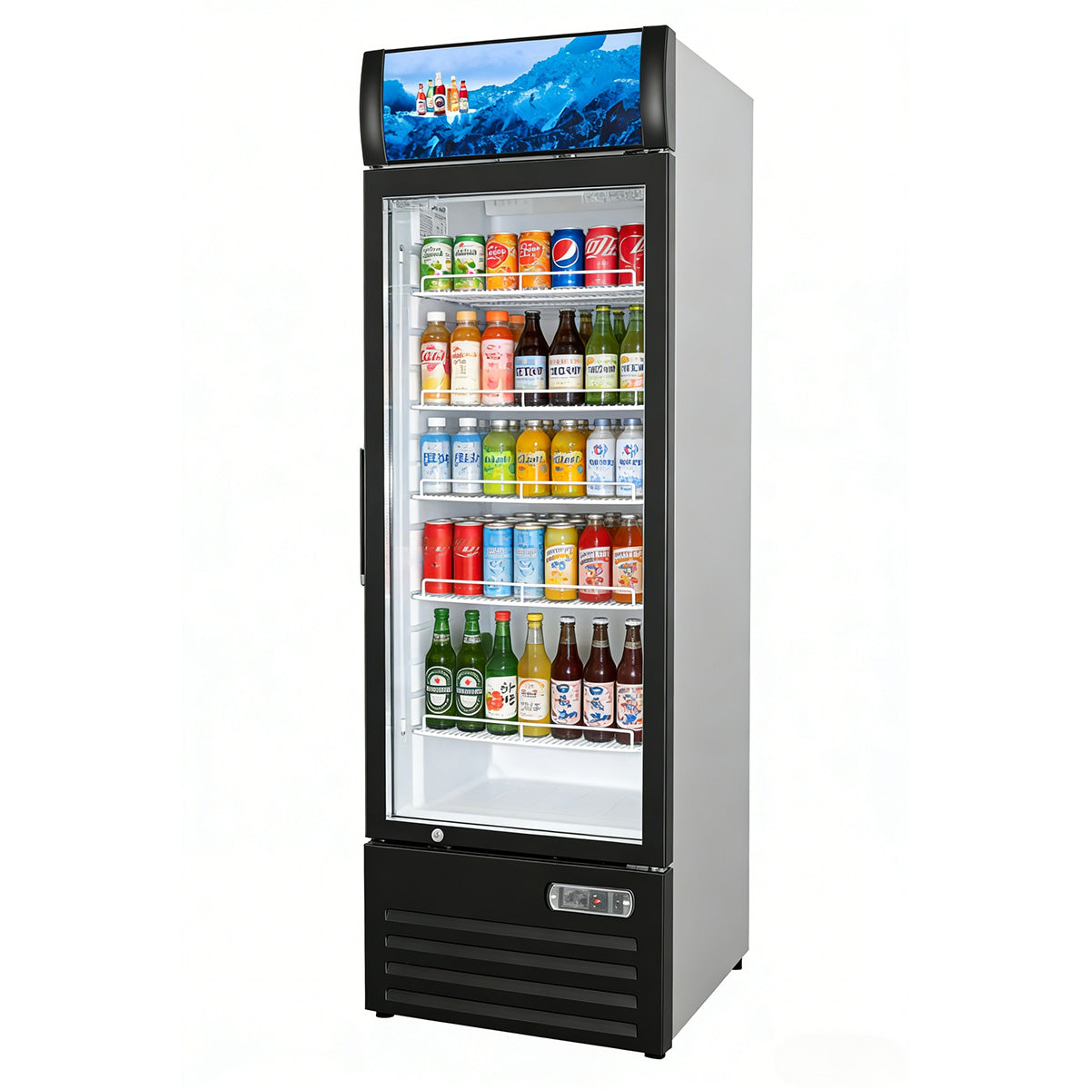 Vitlife Commercial VSC488VCW 28" 1-Glass Door Merchandiser Refrigerator w/ Canopy, 16.5 cu. ft.