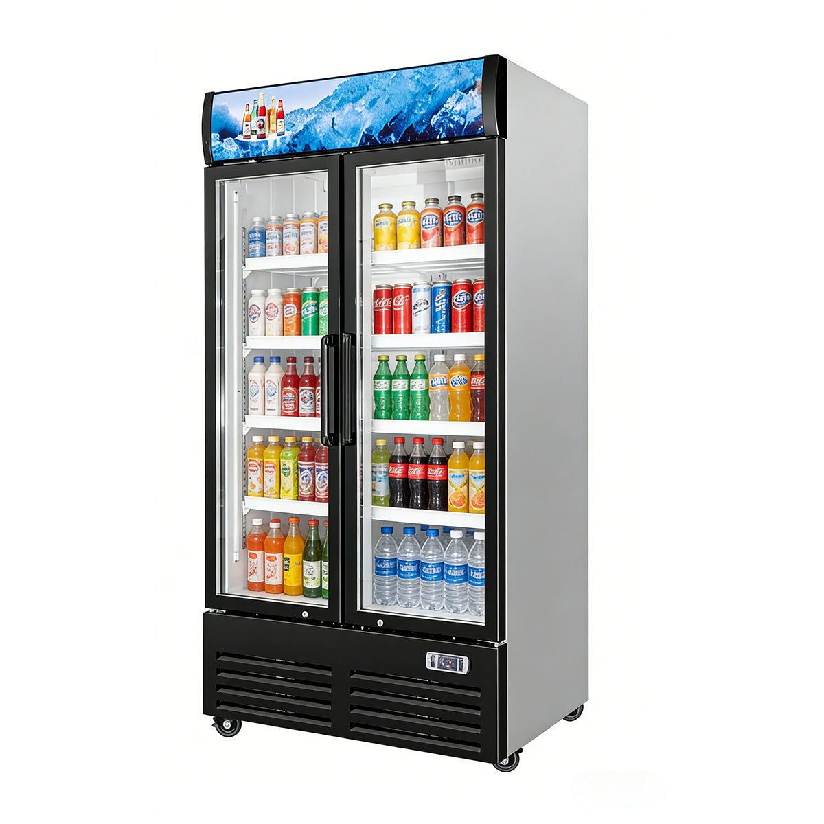 Vitlife Commercial VSC788VCW 40" 2-Glass Door Merchandiser Refrigerator w/ Canopy, 26.5 cu. ft.