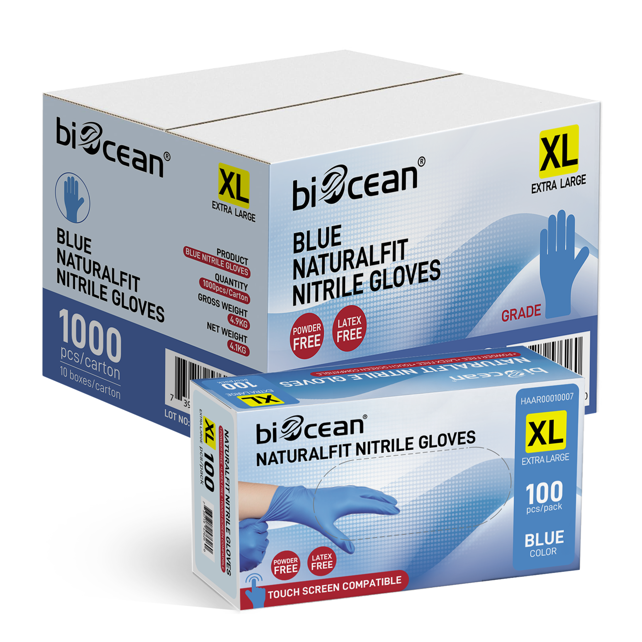 [1,000ct] Powder-Free Nitrile Gloves | X-Large | Blue
