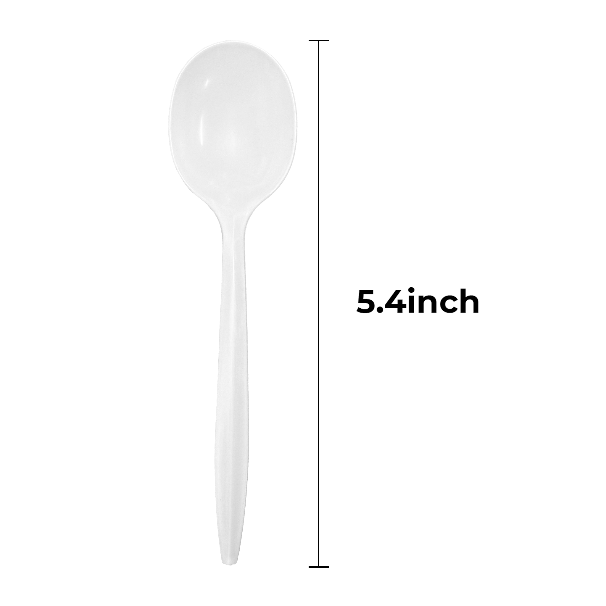 [1,000ct] PP Plastic Medium Weight Wrapped Soup Spoons | White