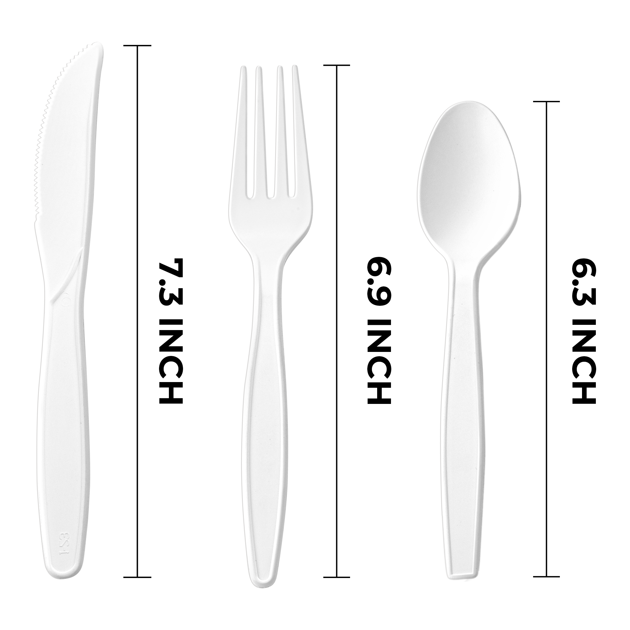 [250ct] PP Plastic Extra Heavy Weight  Cutlery Kits(Knife,Fork,Tea Spoon,Napkin) | White