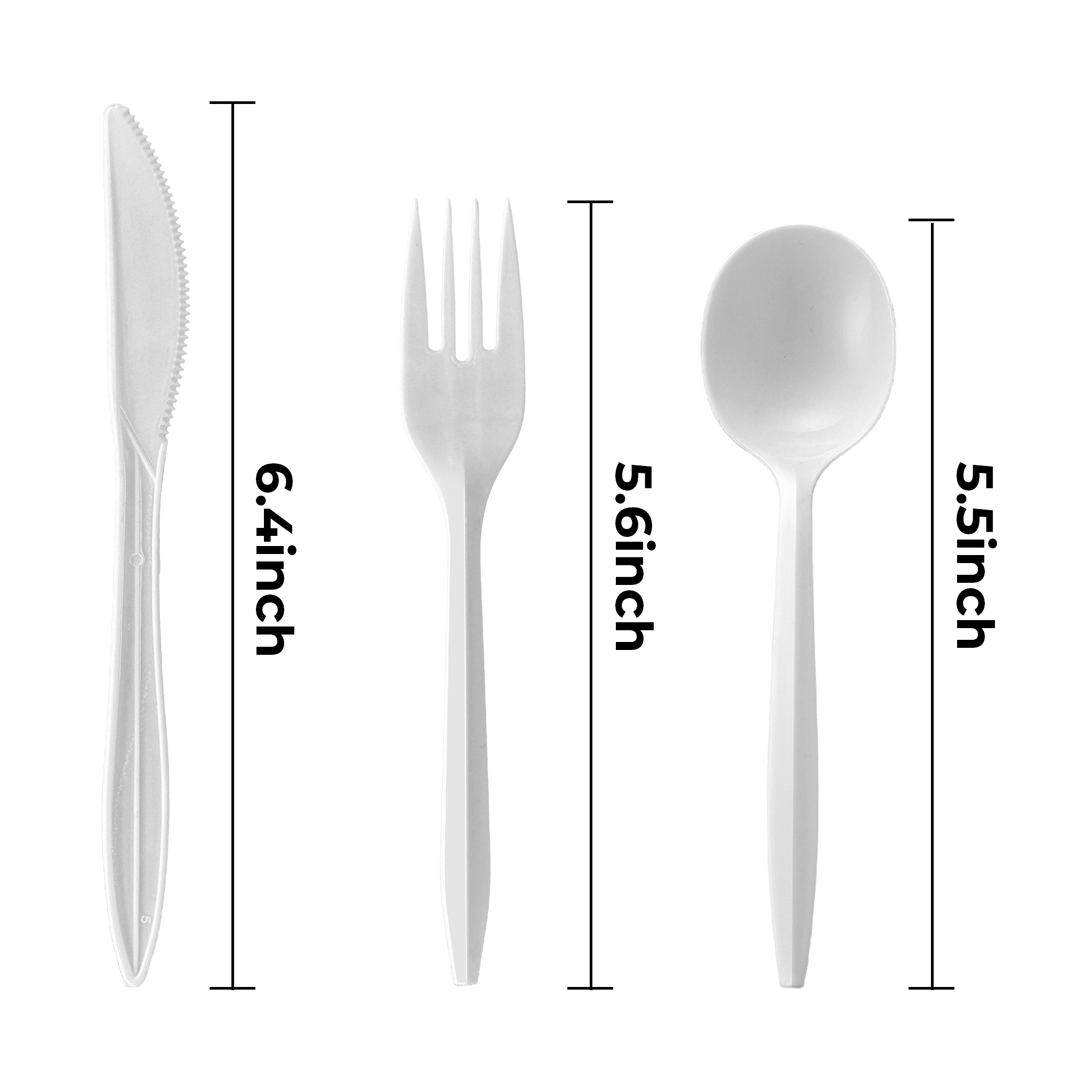 [400ct] PP Plastic Medium Weight  Cutlery Kits (Knife,Fork,Soup Spoon,Napkin) | White