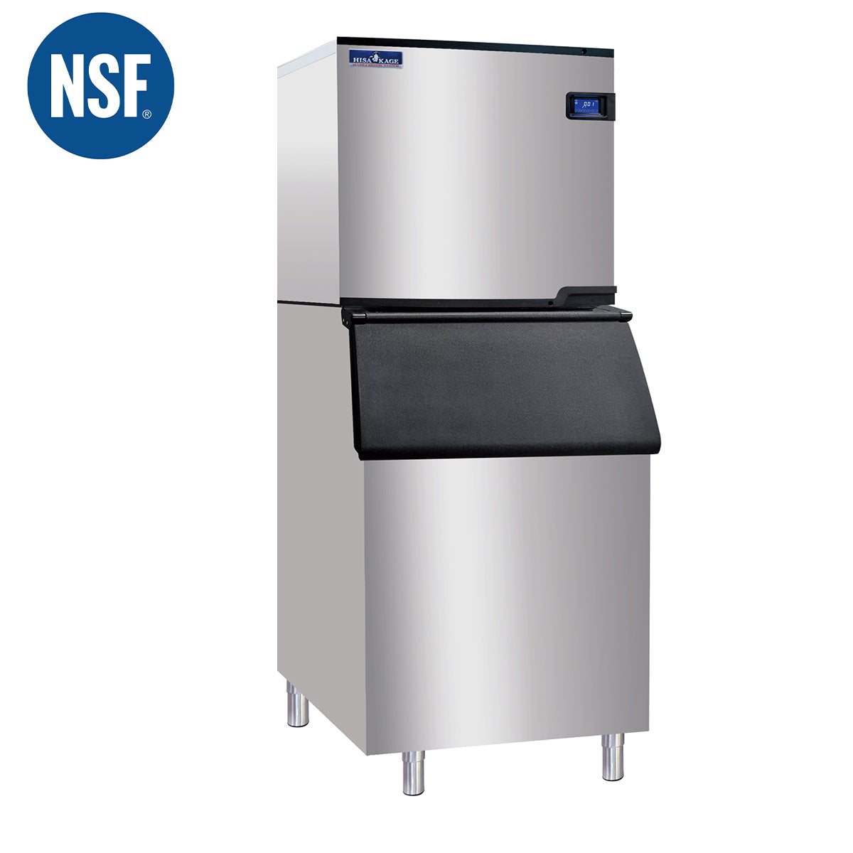 HISAKAGE 30" AC-700W Water-Cooled Split Cube Ice Machine with 551 lbs Storage Bin - 708 lbs Daily Output, 220V