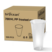 [500 ct] 24oz Tall Premium PP Cups | 90 mm | White frosted