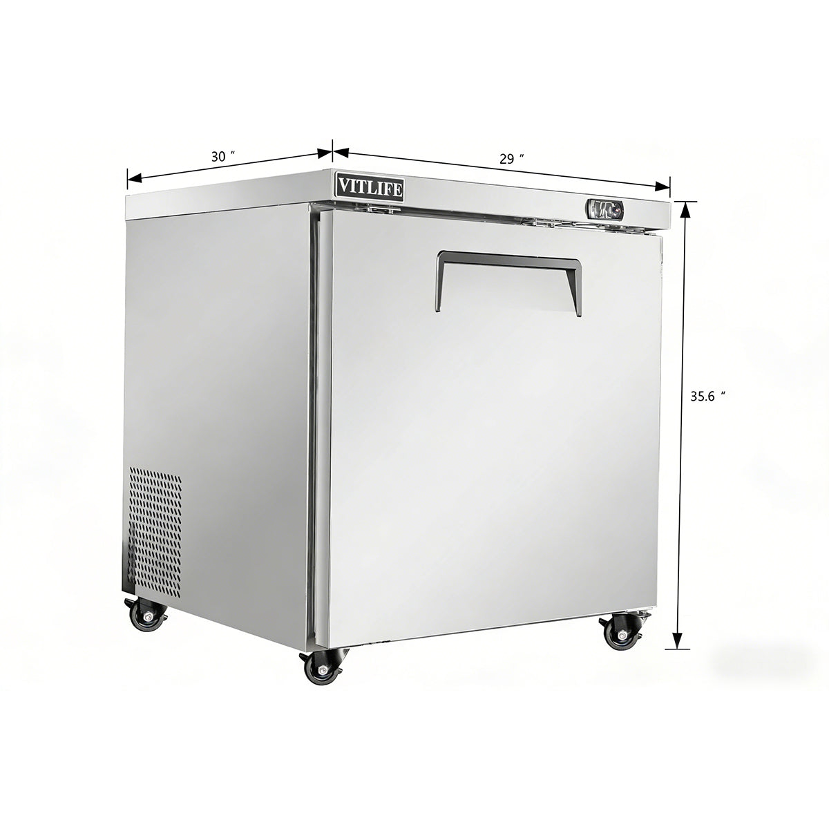 Vitlife Commercial VUC29R 29" 1-Solid Door Reach-In Undercounter Refrigerator, 6.7 cu. ft.