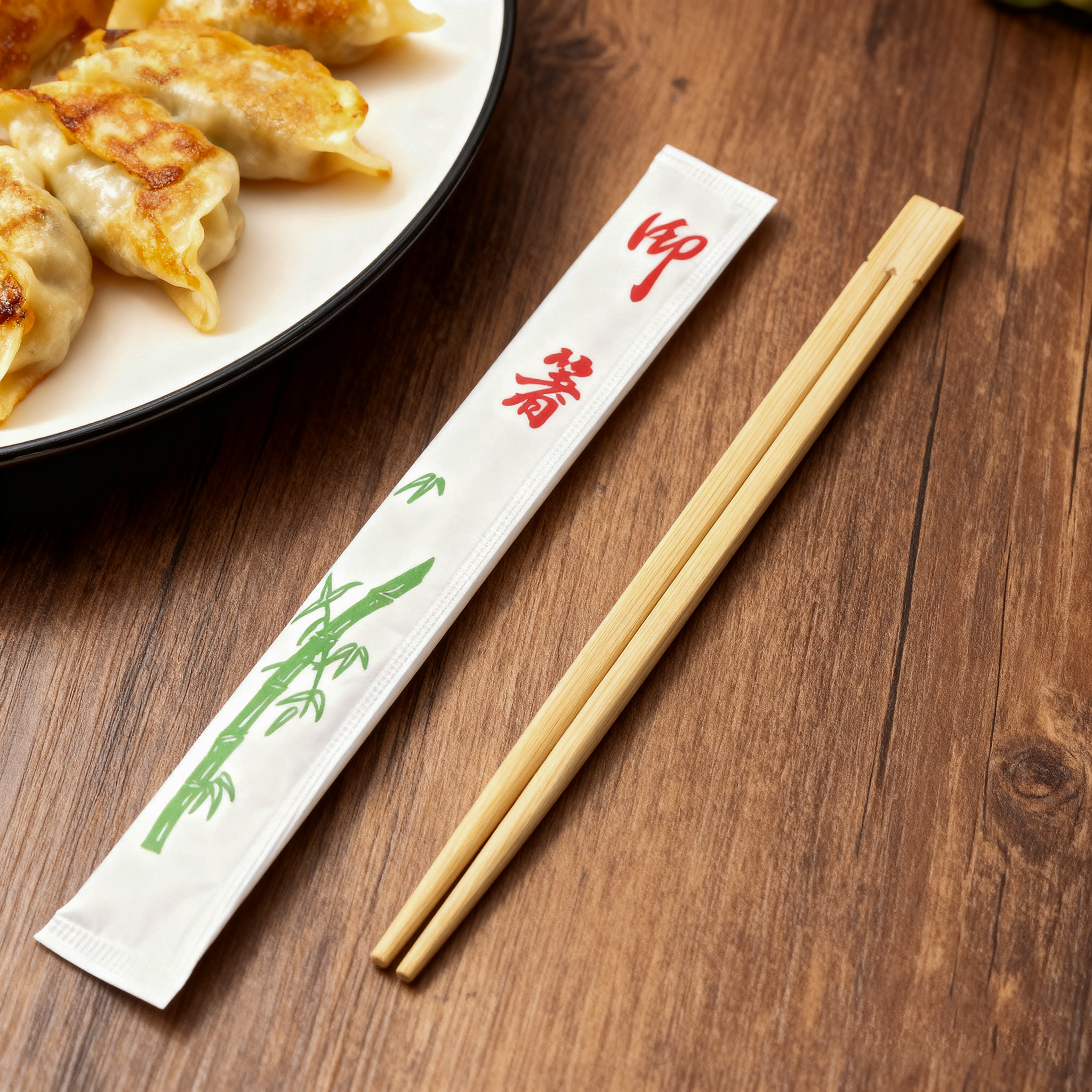 [100ct] 9" Twin  Paper-Wrapped Bamboo Chopsticks