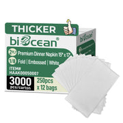 [3,000ct] 15" x 17"  2-Ply Premium Dinner Napkins | 1/8 Fold | White
