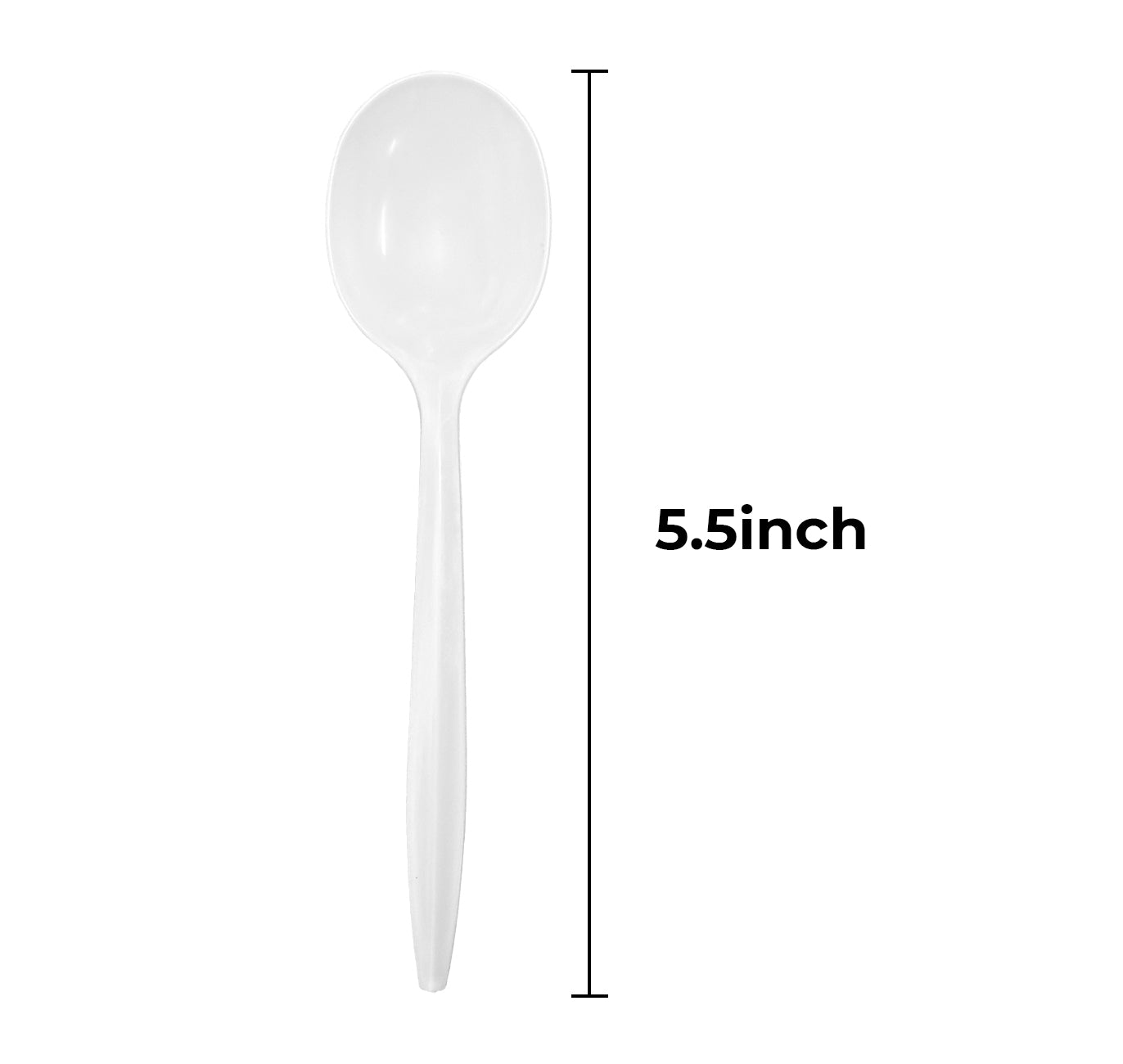 [1,000ct] PP Plastic Medium Weight Soup Spoons | White