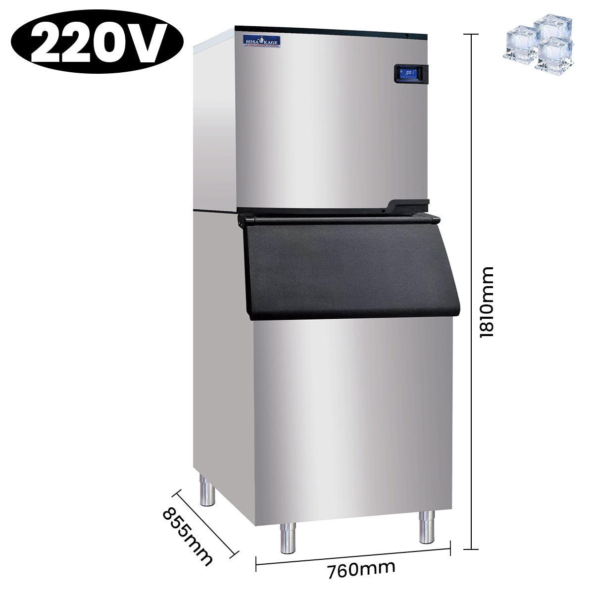 HISAKAGE 30'' AC-700A Air-Cooled Split Cube Ice Machine with 551 lbs Storage Bin - 688 lbs Daily Output, 220V - Biocean by Danube BlueBiocean