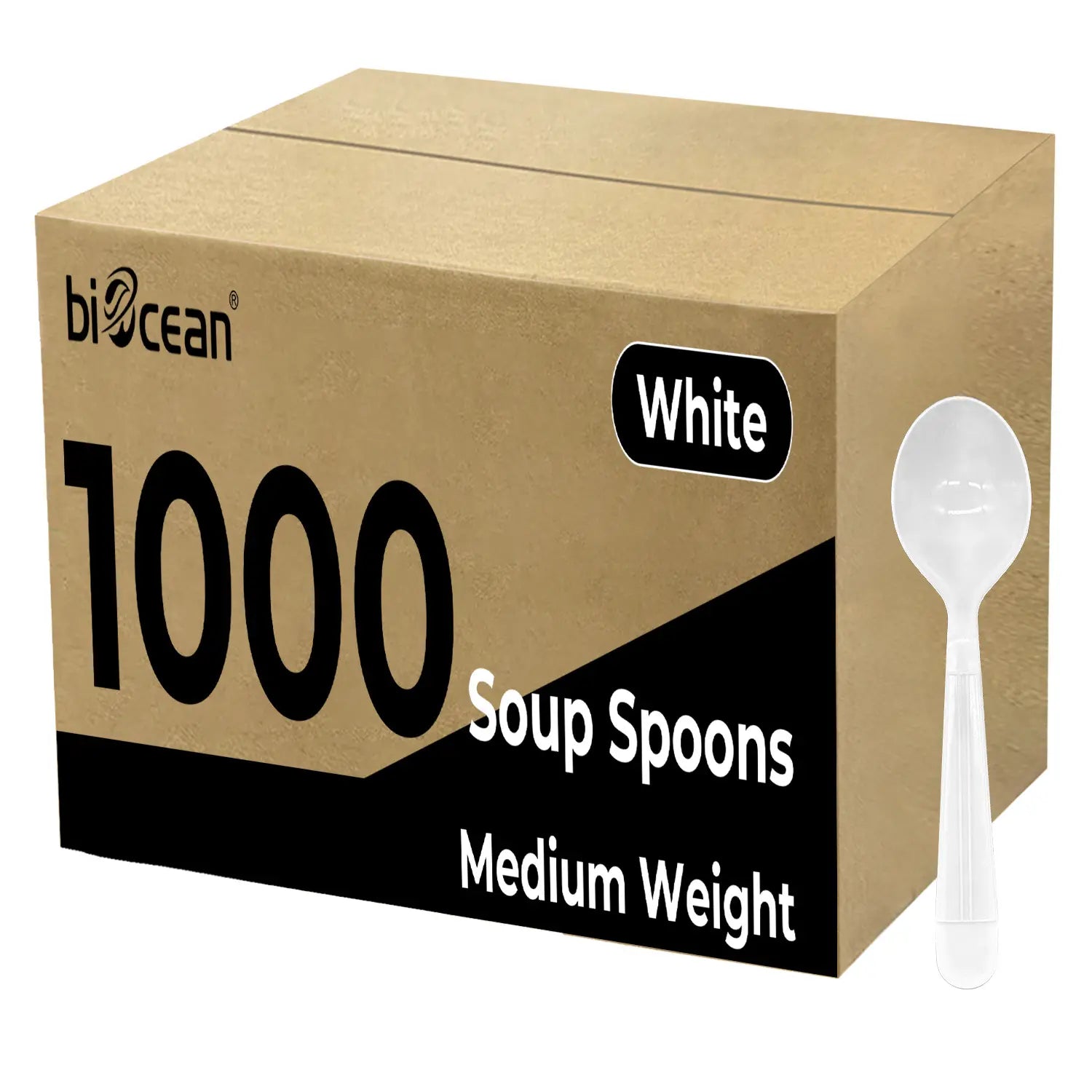 Heavy Weight White PP Plastic Wrapped Soup Spoons - 1,000/Case