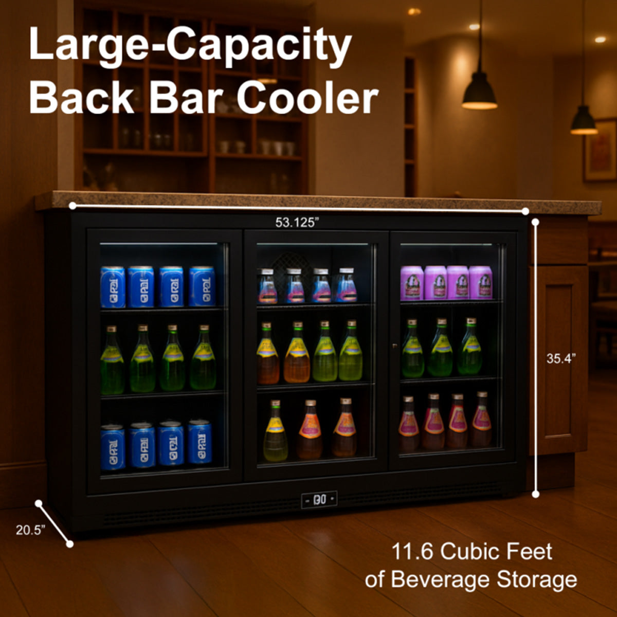 Vitlife Commercial VBBT-338S 53" Back Bar Cooler, 11.6 Cu Ft, Sliding Doors