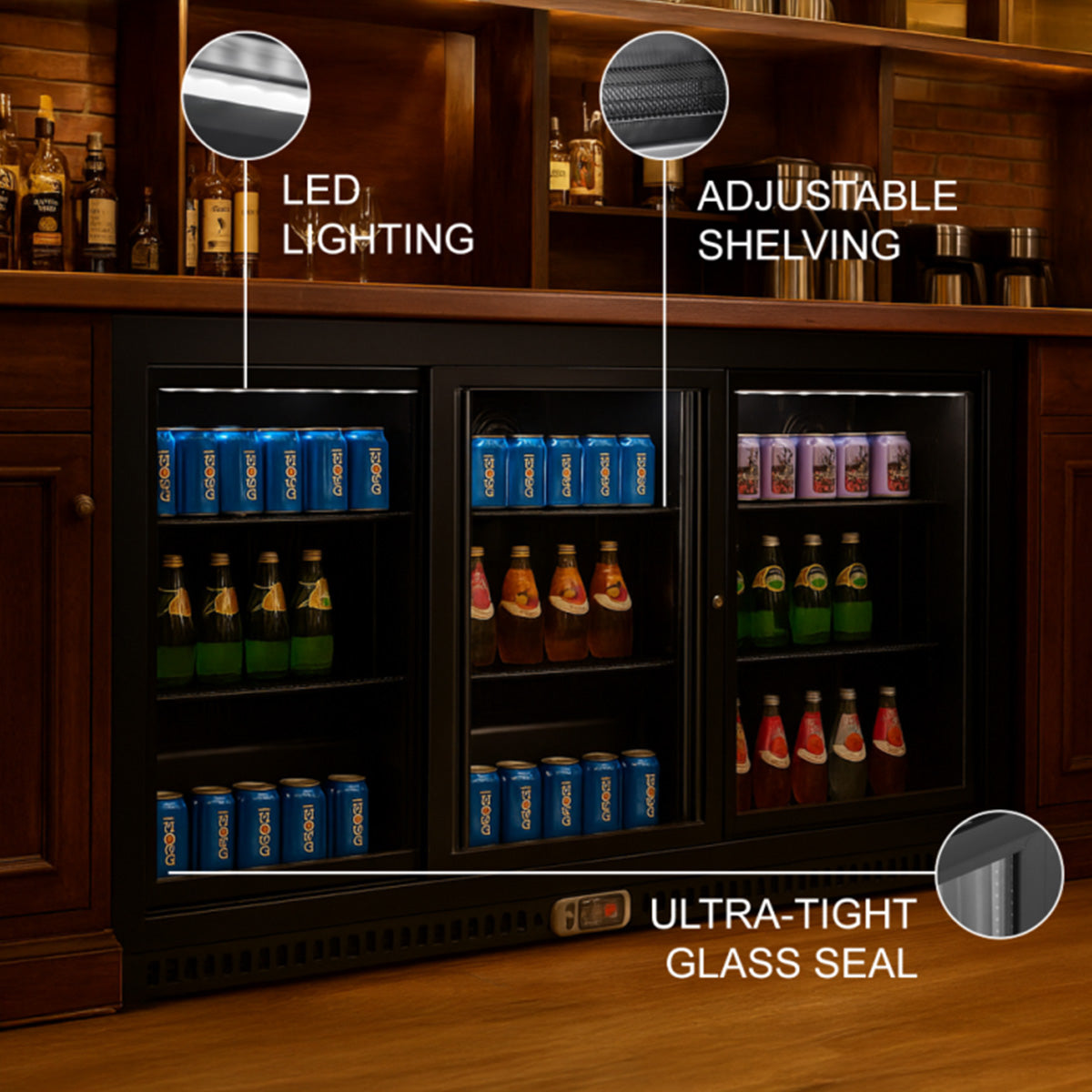 Vitlife Commercial VBBT-338S 53" Back Bar Cooler, 11.6 Cu Ft, Sliding Doors
