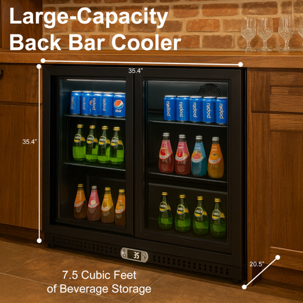 Vitlife Commercial VBBD-238S 35" Back Bar Cooler, 7.5 Cu Ft