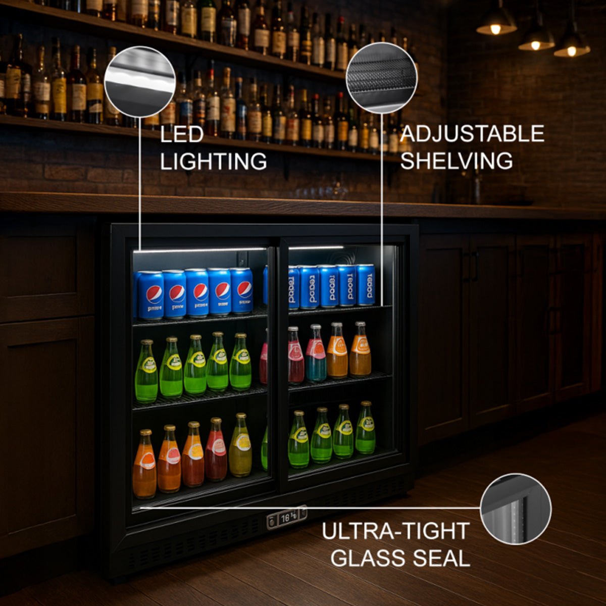 Vitlife Commercial VBBD-238S 35" Back Bar Cooler, 7.5 Cu Ft - Biocean by Danube BlueBiocean