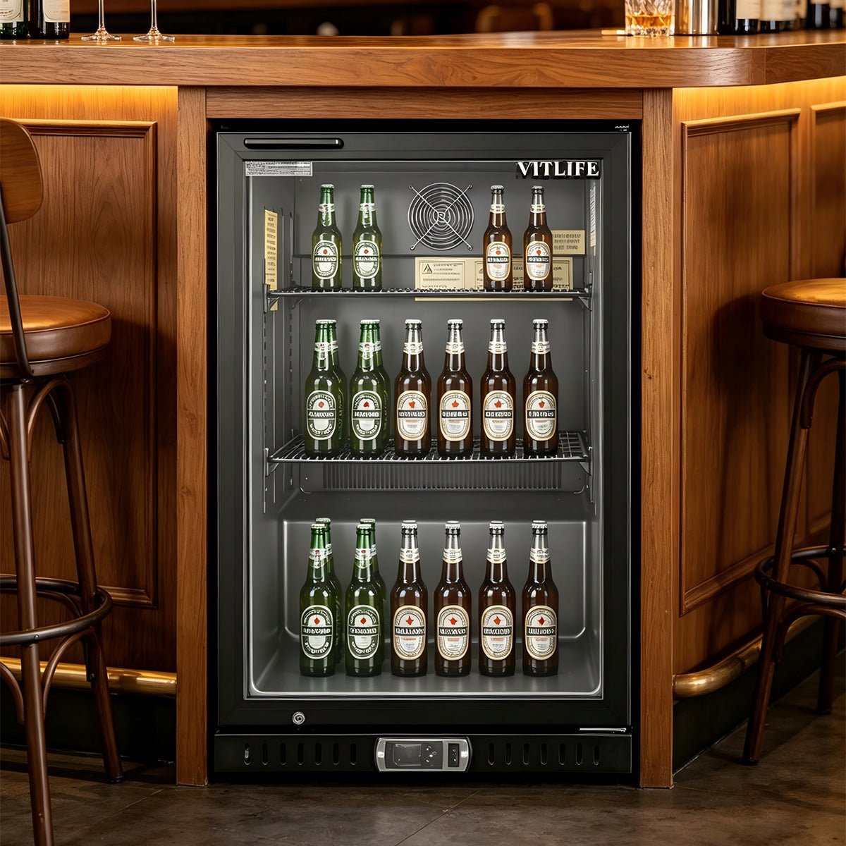 Vitlife Commercial VBBS-138H 23.5" Back Bar Cooler, 4.7 Cu Ft - Biocean by Danube BlueBiocean