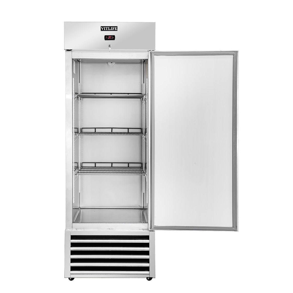 Vitlife Commercial VRB27R 27" 1 - Solid Door Reach‑In Refrigerator, 21 cu. ft., Bottom Mounted Refrigeration - Biocean by Danube BlueBiocean