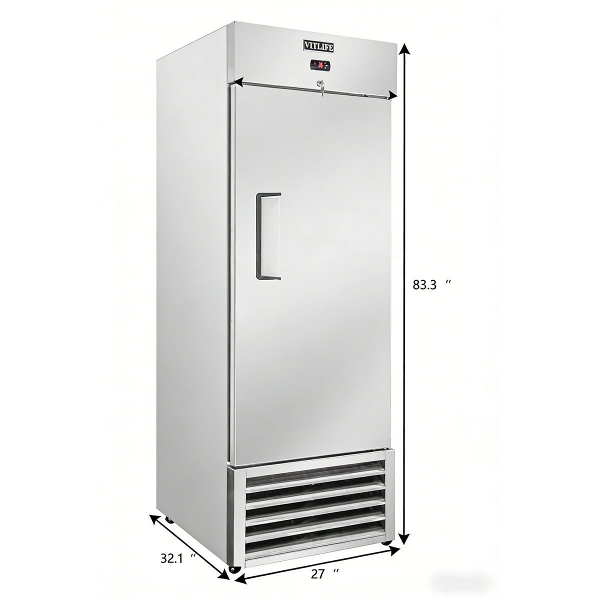 Vitlife Commercial VRB27R 27" 1 - Solid Door Reach‑In Refrigerator, 21 cu. ft., Bottom Mounted Refrigeration - Biocean by Danube BlueBiocean
