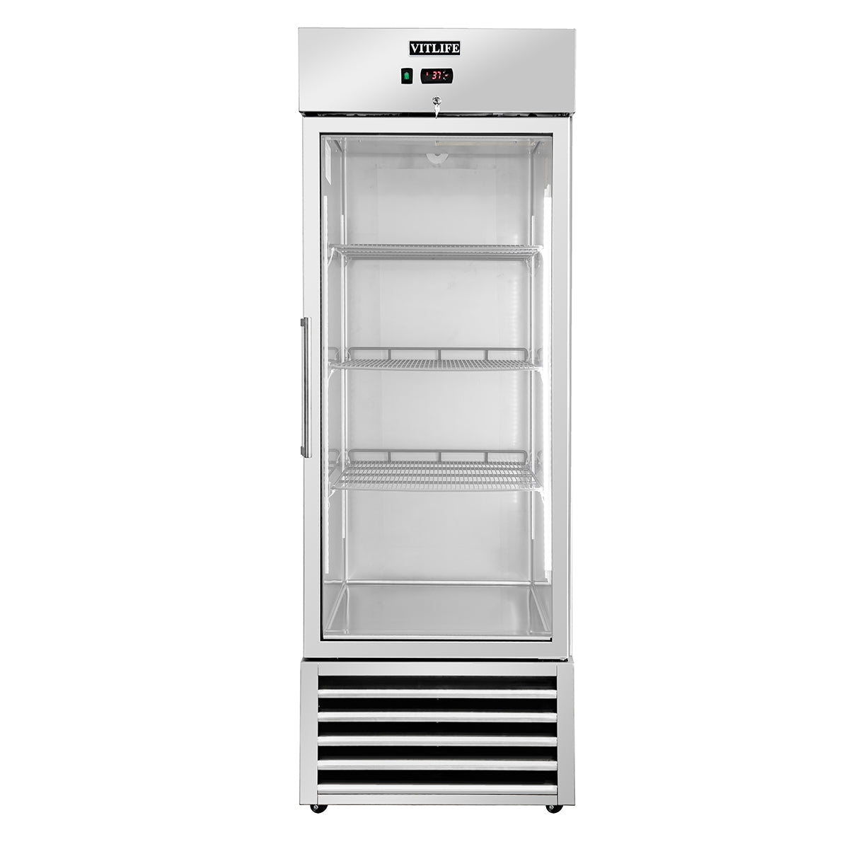 Vitlife Commercial VRB27RG 27" 1 - Glass Door Reach - In Refrigerator, 21 cu. ft. Stainless Steel, Bottom Mounted - Biocean by Danube BlueBiocean