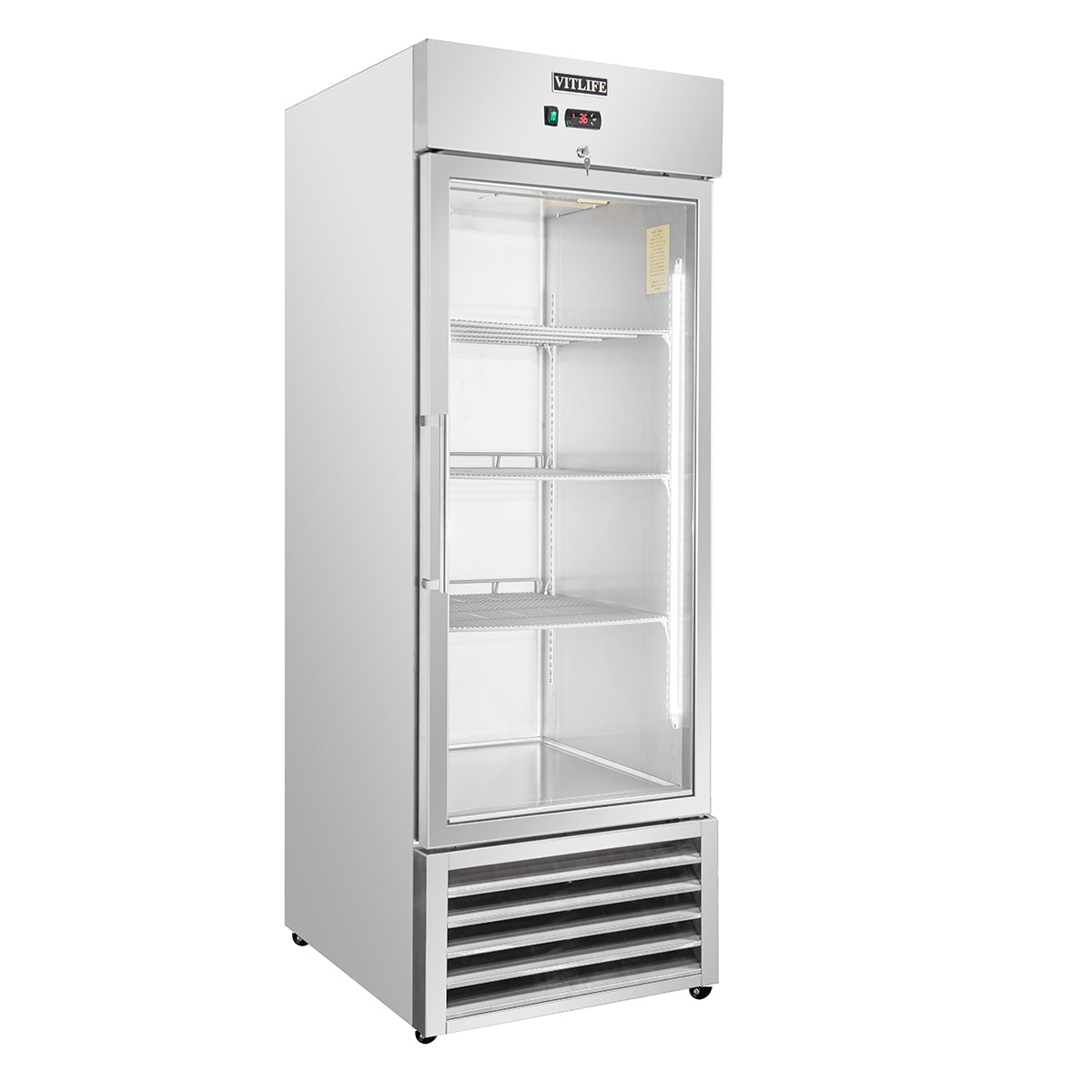 Vitlife Commercial VRB27RG 27" 1 - Glass Door Reach - In Refrigerator, 21 cu. ft. Stainless Steel, Bottom Mounted - Biocean by Danube BlueBiocean