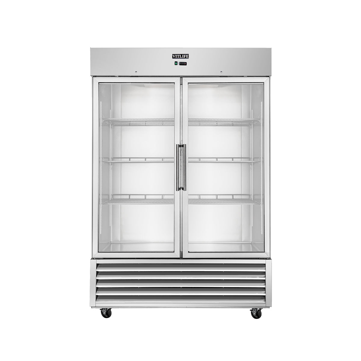 Vitlife Commercial VRB54FG 54" 2 - Glass Door Reach - In Freezer, Bottom Mounted, 46 cu. ft. - Biocean by Danube BlueBiocean
