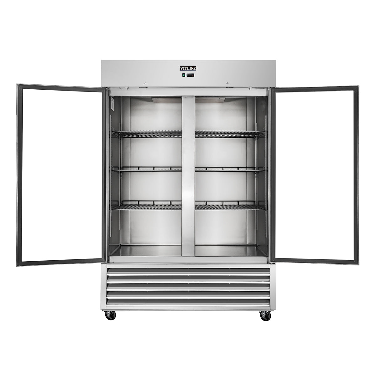 Vitlife Commercial VRB54FG 54" 2 - Glass Door Reach - In Freezer, Bottom Mounted, 46 cu. ft. - Biocean by Danube BlueBiocean