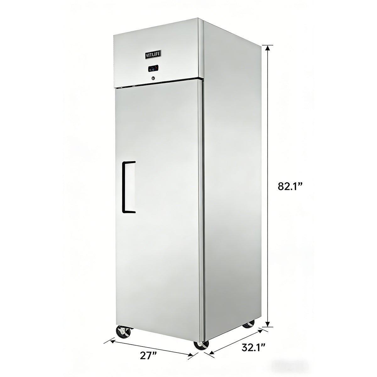 Vitlife Commercial VRT27F 27" 1 - Solid Door Reach - In Freezer, Top Mounted, 21 cu. ft., Stainless Steel - Biocean by Danube BlueBiocean