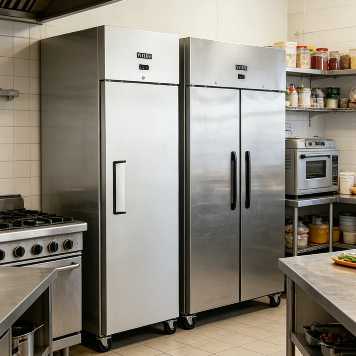 Vitlife Commercial VRT27F 27" 1 - Solid Door Reach - In Freezer, Top Mounted, 21 cu. ft., Stainless Steel - Biocean by Danube BlueBiocean