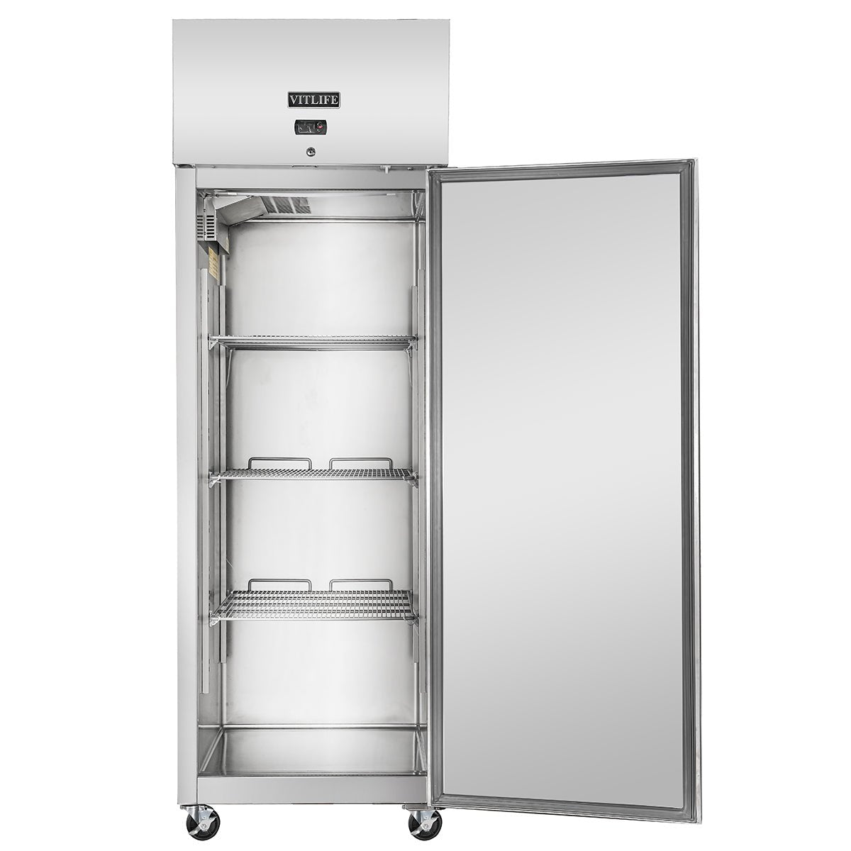 Vitlife Commercial VRT27F 27" 1 - Solid Door Reach - In Freezer, Top Mounted, 21 cu. ft., Stainless Steel - Biocean by Danube BlueBiocean