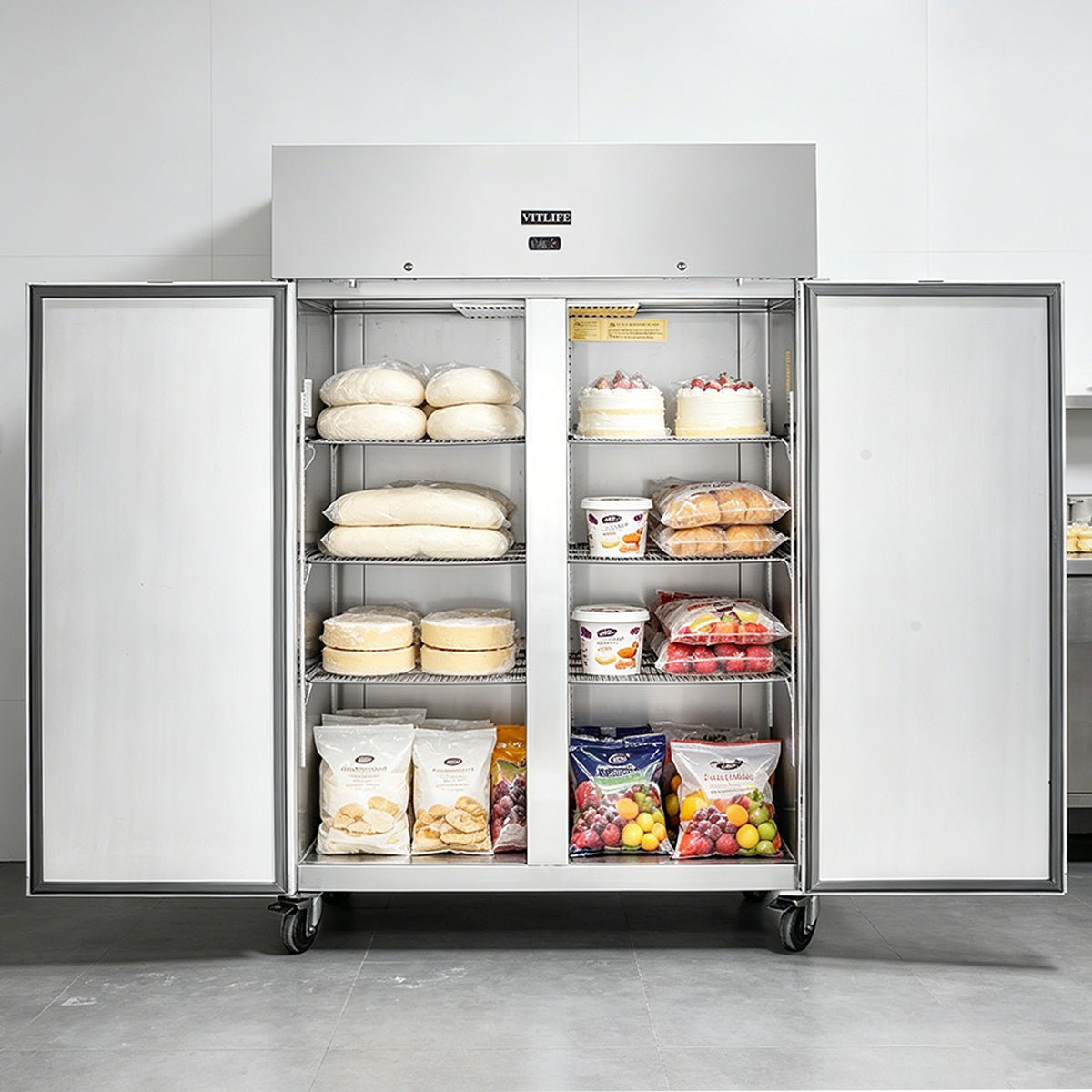 Vitlife Commercial VRT54F 54" 2 - Solid Door Reach - In Freezer, Top Mounted, 46 cu. ft. - Biocean by Danube BlueBiocean