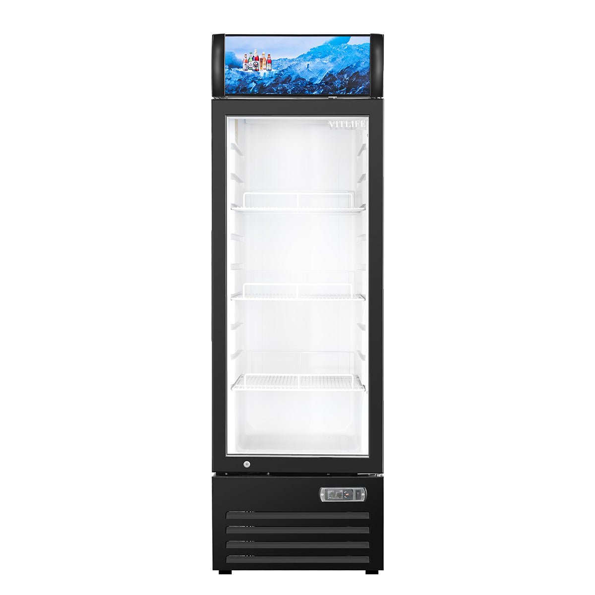 Vitlife Commercial VSC188VCW 20" 1-Glass Door Small Merchandiser Refrigerator, 6,4 cu. ft. - Biocean by Danube BlueBiocean