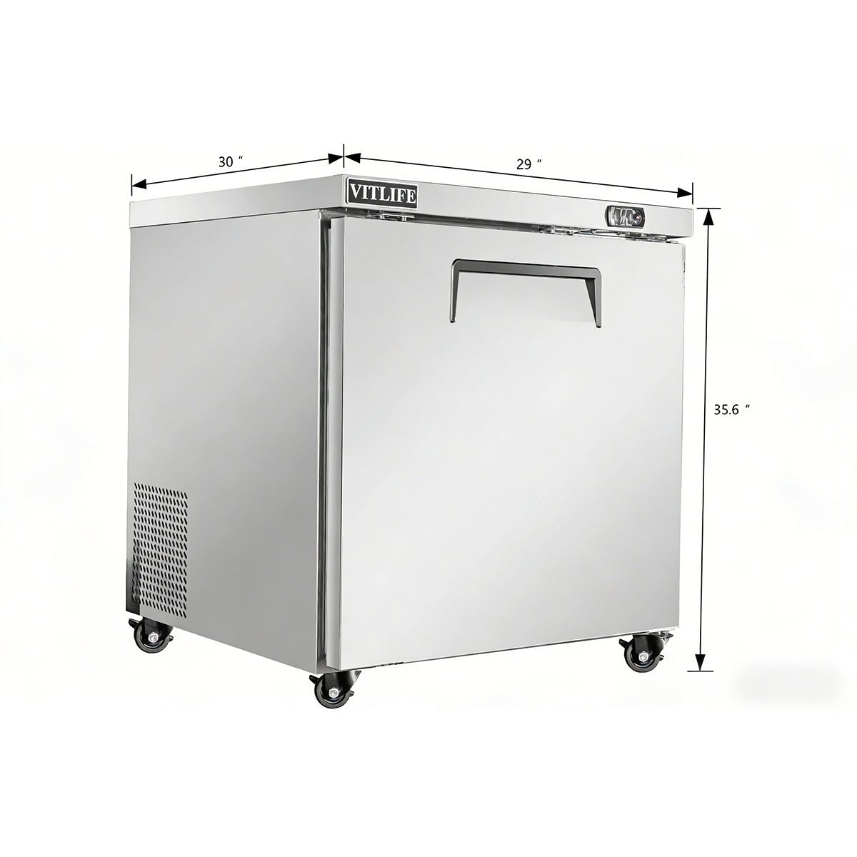 Vitlife Commercial VUC29R 29" 1-Solid Door Reach-In Undercounter Refrigerator, 6.7 cu. ft. - Biocean by Danube BlueBiocean