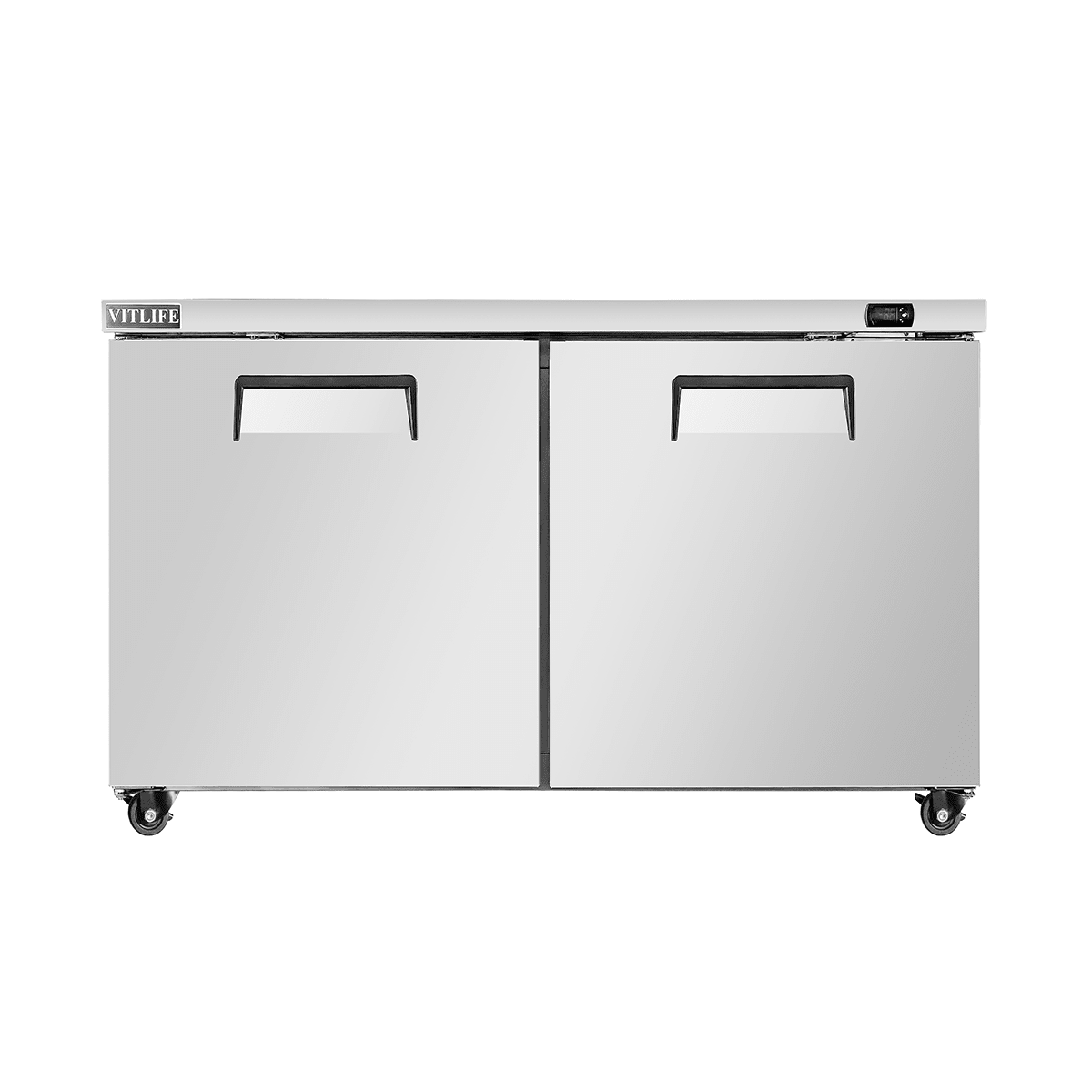 Vitlife Commercial VUC48F 48" 2-Door Reach-In Undercounter Freezer, Stainless Steel, 13.1 cu. ft. - Biocean by Danube BlueBiocean
