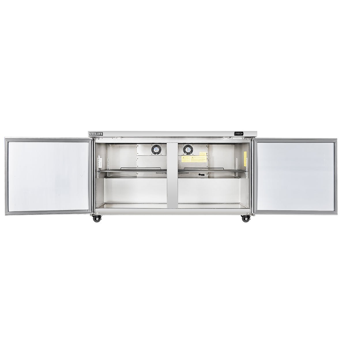Vitlife Commercial VUC48F 48" 2-Door Reach-In Undercounter Freezer, Stainless Steel, 13.1 cu. ft. - Biocean by Danube BlueBiocean