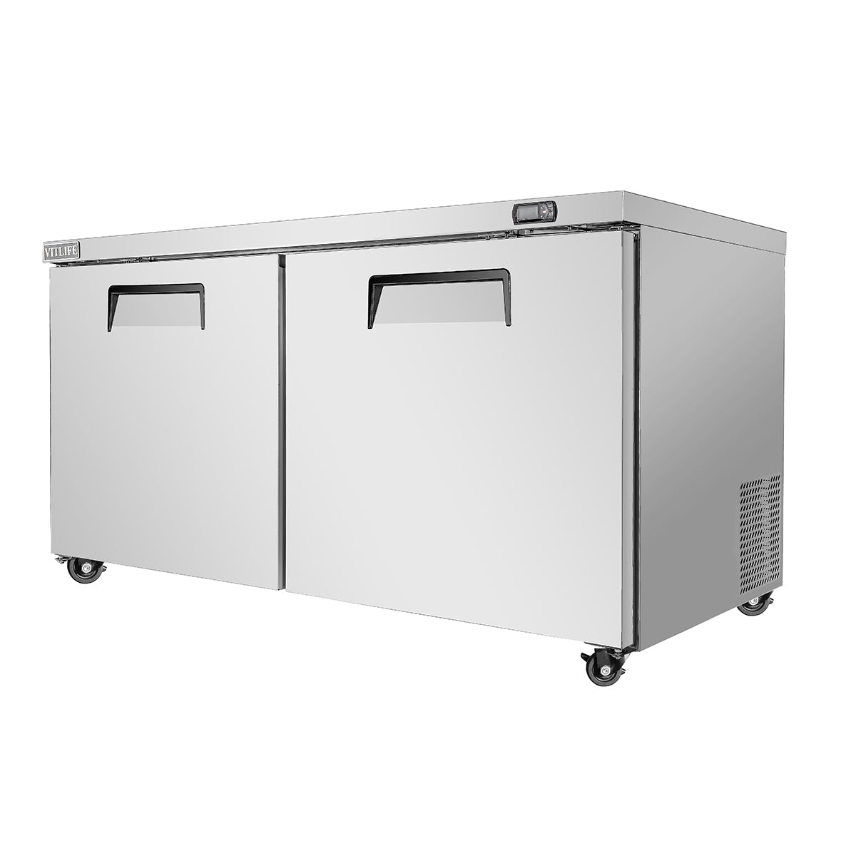 Vitlife Commercial VUC48R 48" 2-Solid Door Reach-In Undercounter Refrigerator, 11 cu. ft. - Biocean by Danube BlueBiocean