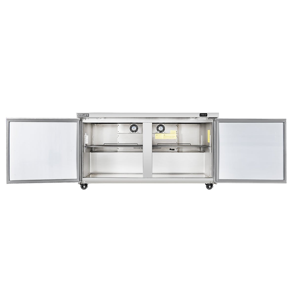 Vitlife Commercial VUC60R 60" 2-Solid Door Reach-In Undercounter Refrigerator, 14 cu. ft. - Biocean by Danube BlueBiocean