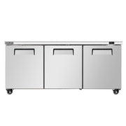 Vitlife Commercial VUC72R 72" 3-Solid Door Reach-In Undercounter Refrigerator, 16.6 cu. ft. - Biocean by Danube BlueBiocean
